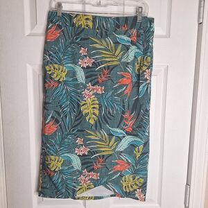 RipSkirt Vintage Bali Jungle Print large tropical Palms Skirt Size Small